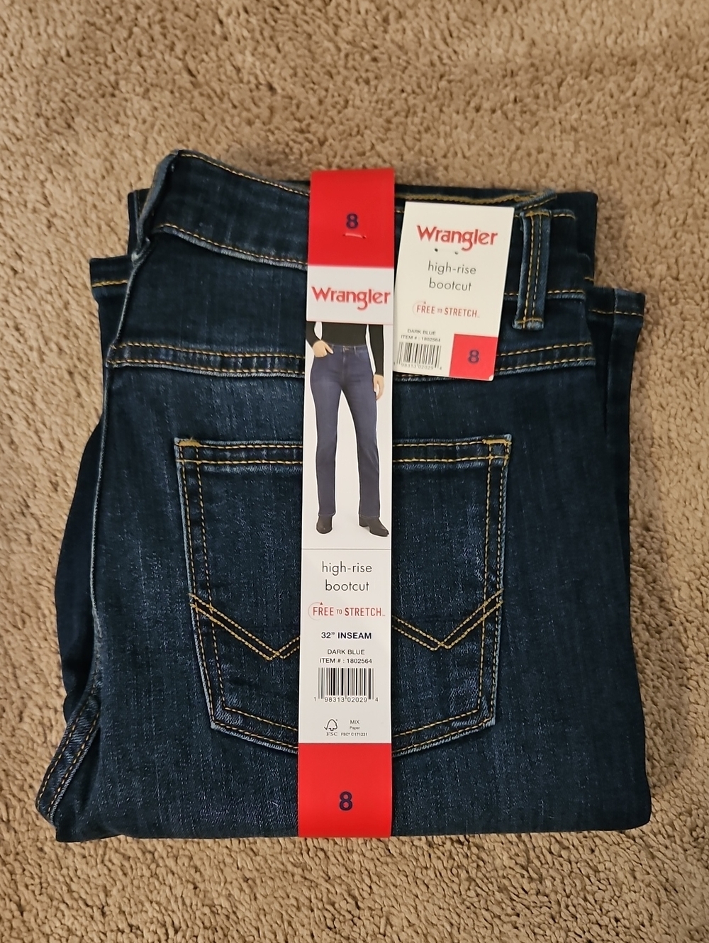 NEW! Wrangler Dark Blue Wash High Rise Bootcut Jeans Multiple Sizes - Picture 4 of 14